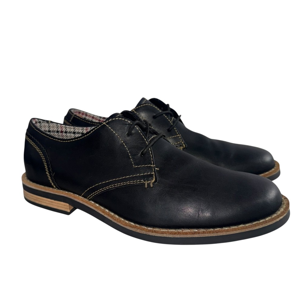 Original Penguin Waylon Mens Black Leather Plain Toe Oxford Derby Shoes Size 9